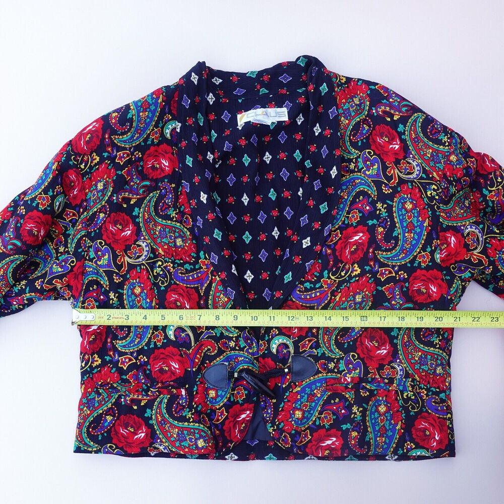 Vtg Chaus Bolero Jacket Crop Multicolor Paisley Boho Indie 90s Retro Women's M - Picture 5 of 10